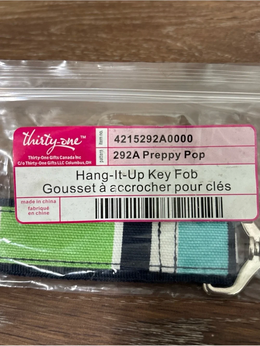 Thirty-One Striped Pop Hang-It-Up Key Fob - Multi-Color